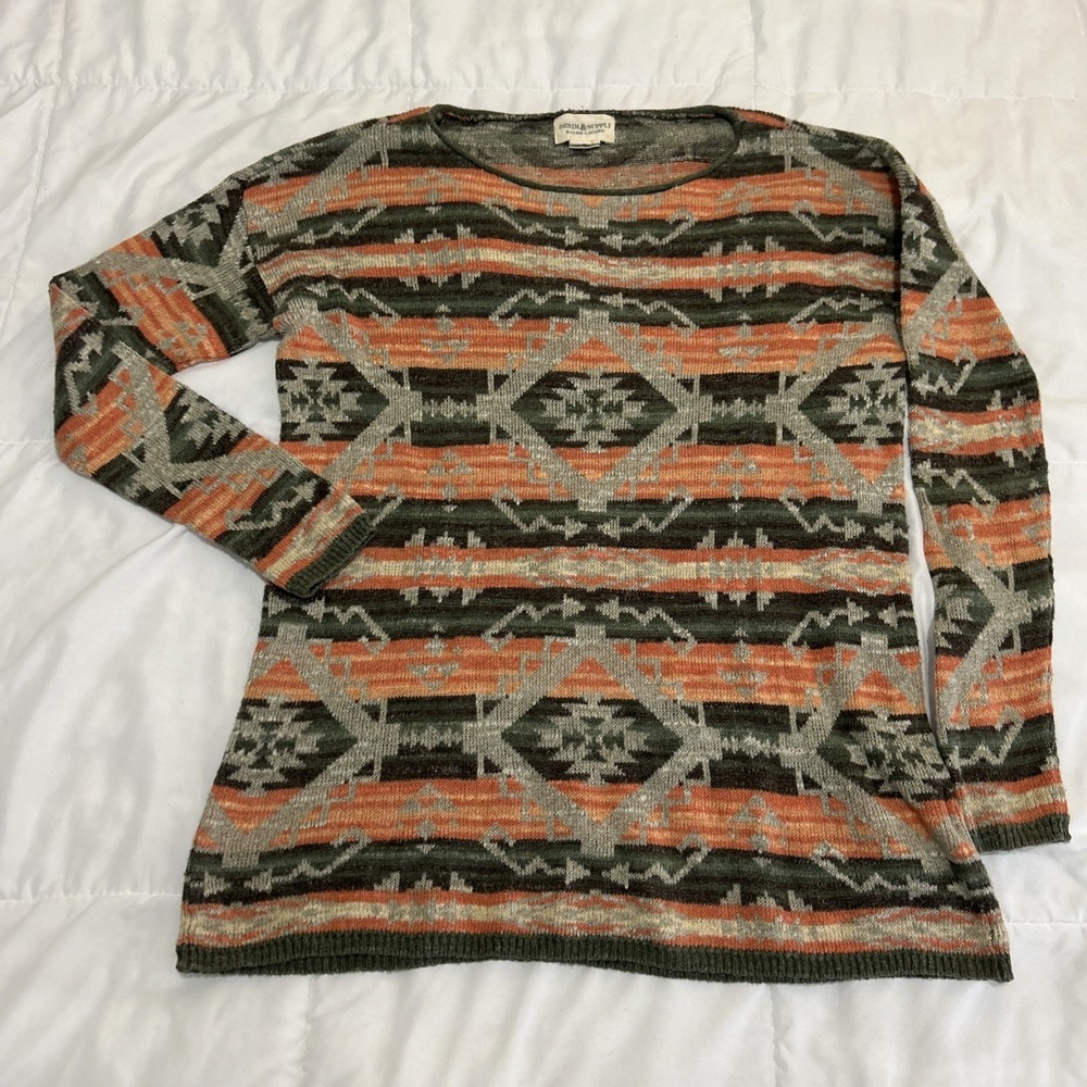 Ralph Lauren Denim & Supply Sweater Womens Medium Aztec Southwestern 100% Cotton